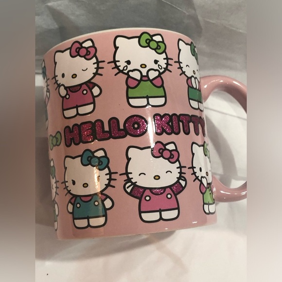 Hello Kitty Pink glitter hello kitty monogram coffee mug cup new - Picture 15 of 16